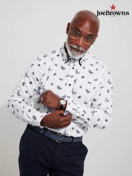 Joe Browns White 100% Cotton Butterfly and Bee Long Sleeve Shirt (AD8423) | 106 QAR