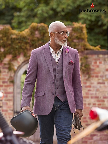 Joe Browns Purple Single Breasted Wool Blend Herringbone Regular Fit Blazer (AD8468) | AED335
