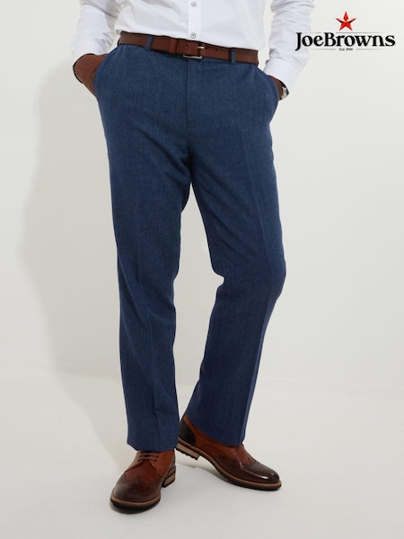 Joe Browns Blue Herringbone Straight Leg Tailored Suit: Trousers (AD8485) | €46