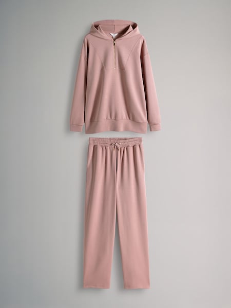 Розовый - The Set Oversized Modal Zip Through Sweatshirt & Joggers Set (AD8487) | €56