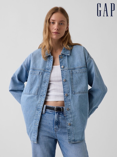 Light Wash - Gap Denim Oversized Shirt Jacket
