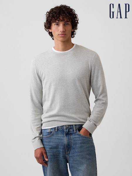 Gri - Regular Gap Crew Neck Jumper