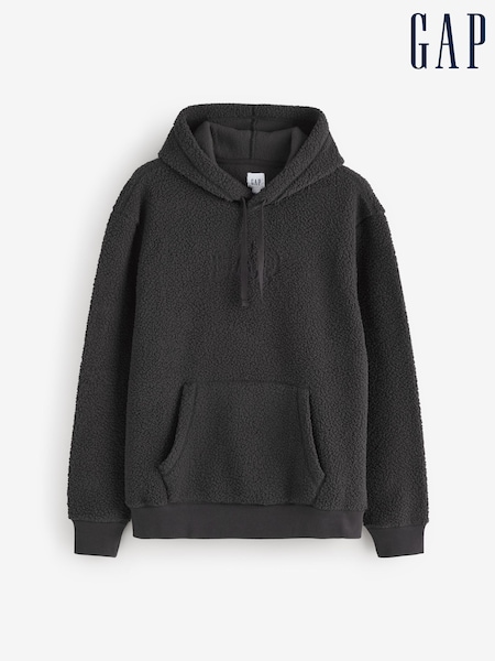 Black - Regular Gap Sherpa Pullover Hoodie