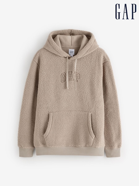 Beige - Regular Gap Sherpa Pullover Hoodie