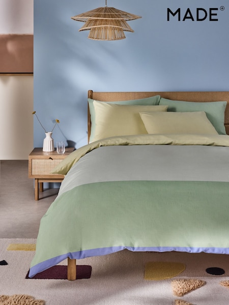 MADE.COM Green Marin 100% Cotton Duvet Cover and Pillowcase Set (AD8666) | €32 - €73