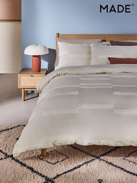 MADE.COM Natural Alban Tufted 100% Cotton Duvet Cover and Pillowcase Set (AD8668) | €68 - €116