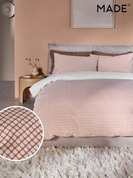 MADE.COM Clay Gabin Waffle 100% Cotton Duvet Cover and Pillowcase Set (AD8670) | €47 - €95