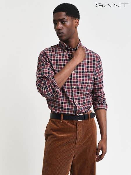 GANT Red 100% Cotton Regular Light Twill Check Shirt (AD8739) | €89