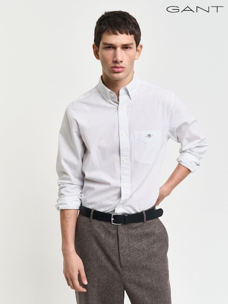 GANT Cream Regular Print Micro 100% Cotton Shirt (AD8747) | €63
