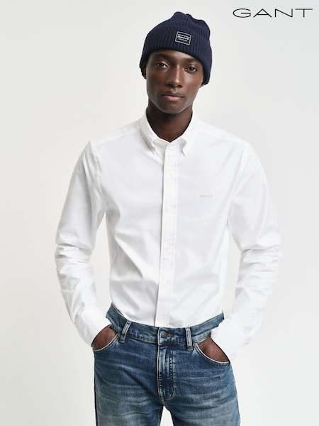 Alb - Cămașă GANT Slim Pinpoint Oxford 100% bumbac (AD8758) | 417 LEI