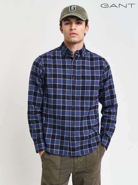 GANT Blue 100% Cotton Regular Herringbone Check Shirt (AD8763) | €79