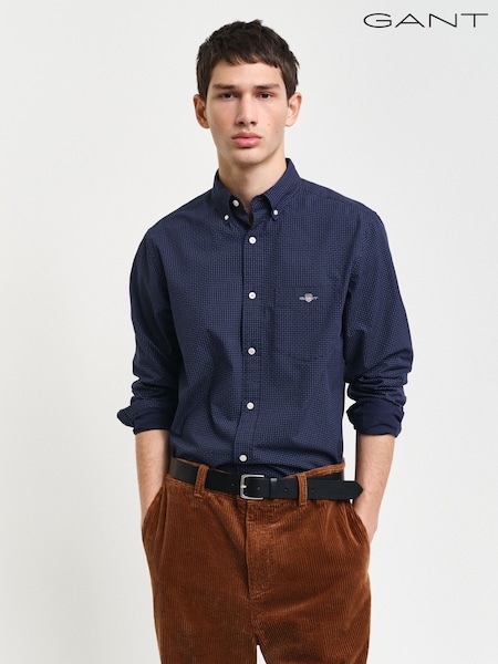 GANT Blue Regular Print Micro 100% Cotton Shirt (AD8764) | R$ 940