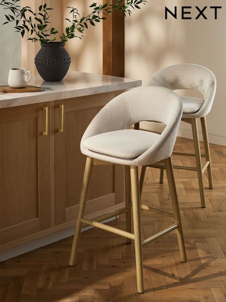 Tweedy Plain Light Natural Hewitt Light Wood Leg Bar Stool (AD8870) | €232