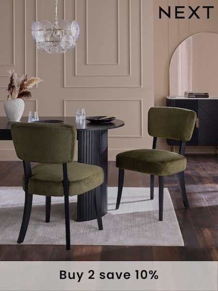 Set of 2 Plush Chenille Moss Green Remi Dining Chairs (AD8871) | €405