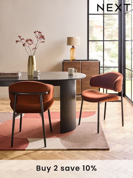 Set of 2 Soft Velvet Rust Brown Bryer Dining Chairs (AD8872) | €330