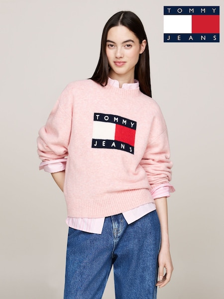 Roz - Pulover Tommy Jeans Melange Flag (AD8874) | 443 LEI
