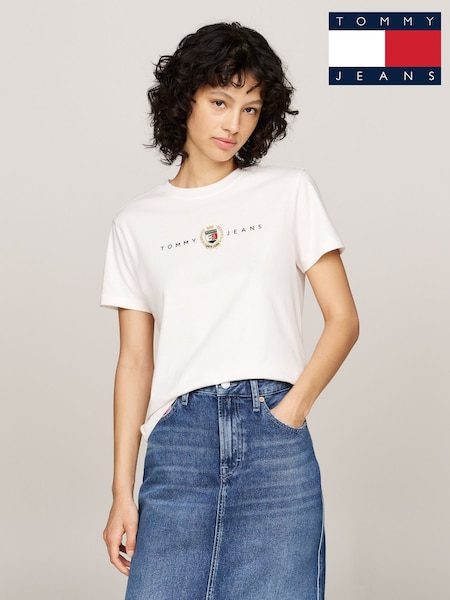 Tommy Jeans Regular Fit 100% Cotton Crest Linear T-Shirt (AD8878) | 182 LEI