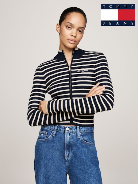 Tommy Jeans Blue Metallic Tip Zip Cardigan (AD8886) | € 73