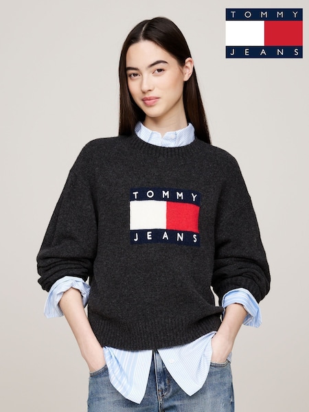 Tommy Jeans Black Melange Flag Sweater (AD8888) | €65