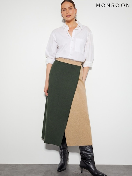 Monsoon Green Nellie Two-Tone Knit Skirt (AD8896) | €53