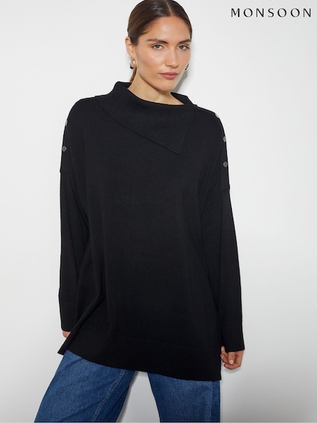 Monsoon Black Beth Button Detail Jumper (AD8901) | AED195