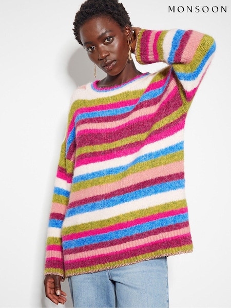 Monsoon Pink Shonda Colourful Stripe Jumper (AD8906) | AED343