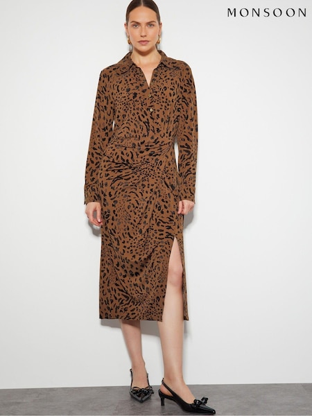 Monsoon Brown Aubrey Jersey Leopard Print Dress (AD8907) | €47.50