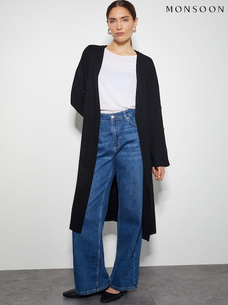 črna - Monsoon Bo Button Detail Longline Cardigan (AD8909) | € 112