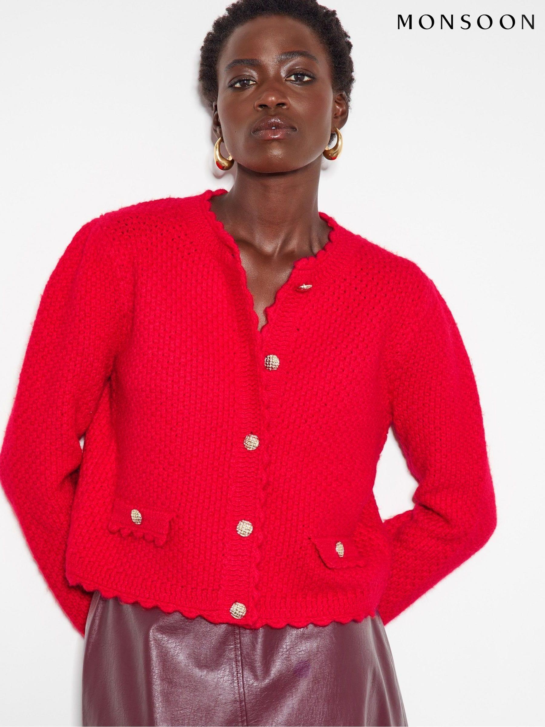 Red cardigan womens discount