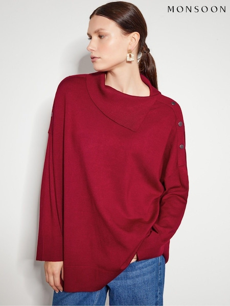 Monsoon Red Beth Button Detail Jumper (AD8917) | AED273