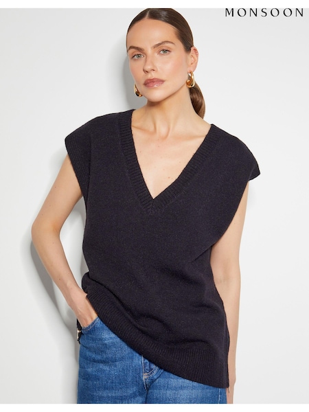 Negru - Pulover Monsoon Zuri cu detaliu cu fermoar din tricot (AD8940) | 229 LEI