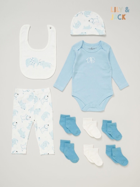 Lily & Jack Baby Bodysuit Hat Trousers 100% Cotton Bib and Socks Gift Set 10 Piece (AD8960) | €12.50