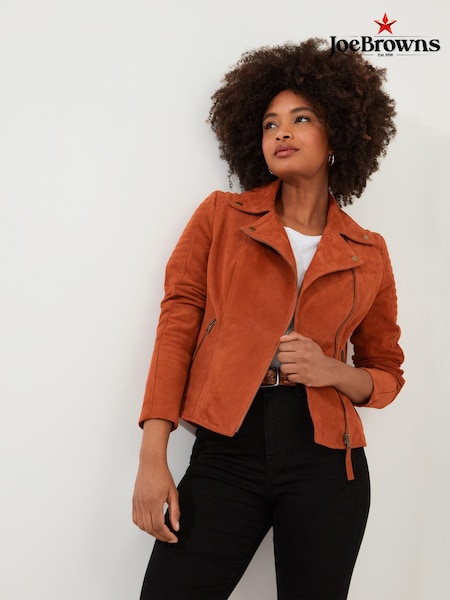 Joe Browns Asymmetric Suede Leather Biker Jacket (AD8974) | ‏1,182‏₪