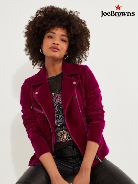 Joe Browns Cropped Velour Biker Jacket (AD9009) | €53