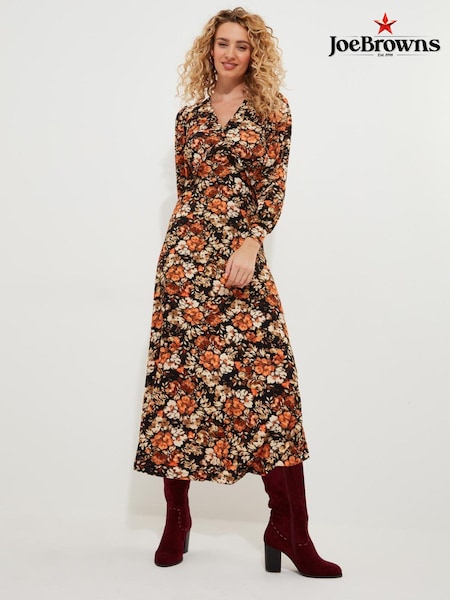 Joe Browns Autumnal Floral V-Neck Jersey Midi Dress (AD9028) | 250 LEI