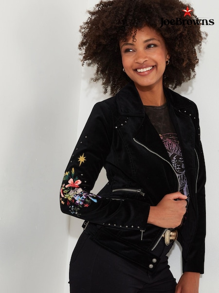 Joe Browns Black Boutique Wild And Free Embroidered Velvet Jacket (AD9047) | €82