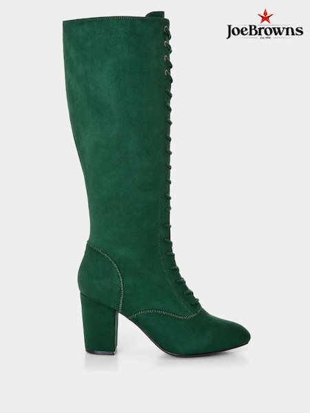 Joe Browns Green Long Microsuede Lace Up Heeled Boots (AD9057) | €61