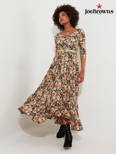 Joe Browns Relaxed Fit 100% Cotton Muted Floral Print Crinkle Maxi Dress (AD9070) | 250 LEI