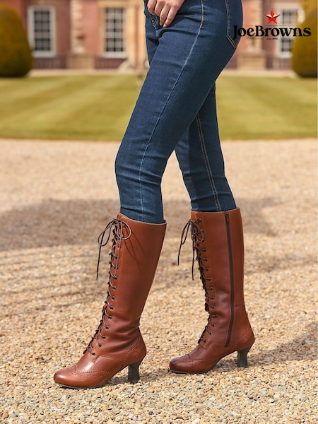 Joe Browns Brown Brogue Detail Leather Lace Up Long Knee High Boots (AD9072) | €151
