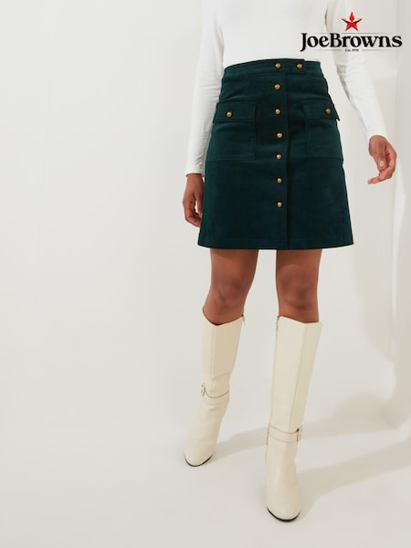 Joe Browns Green Button Front Stretch Cord A-Line Skirt (AD9083) | AED203