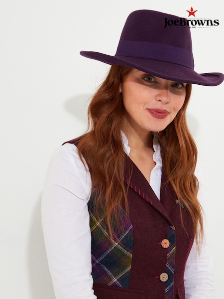 Joe Browns Purple Bow Detail Wire Rim Wool Fedora (AD9092) | €72