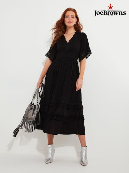 Joe Browns Black Flattering Boho Lace High Low Hem Dress (AD9095) | €44.50