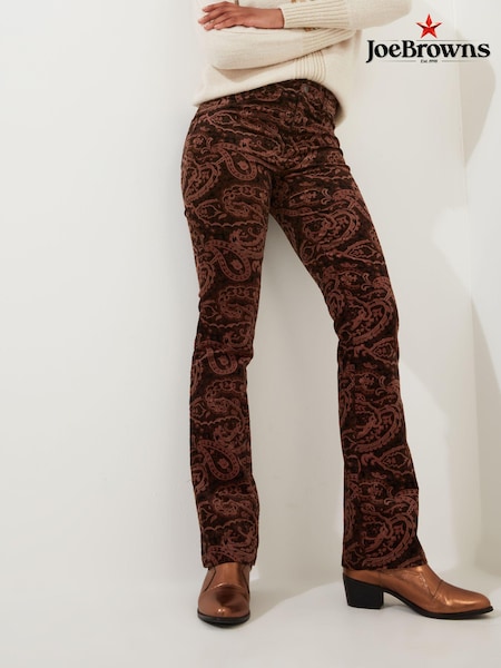 Joe Browns Brown Paisley Velvet Moleskin Flared Trousers (AD9120) | 148 QAR
