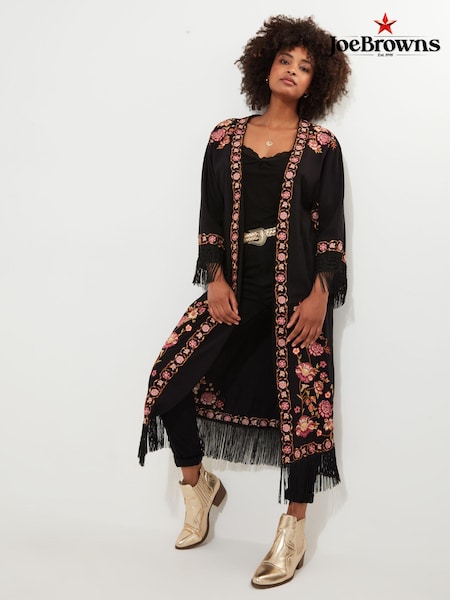 Joe Browns Floral Embroidered Longline Fringed Kimono (AD9127) | €99