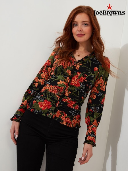 Joe Browns Vintage Floral Printed Lettuce Edge Blouse (AD9176) | €34
