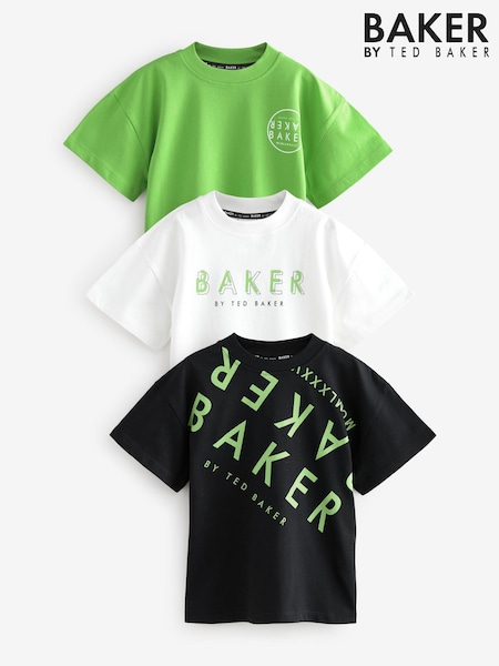 Blanco/negro/verde - Baker by Ted Baker Graphic Print T-Shirts 3 Pack (AD9200) | 45 € - 51 €