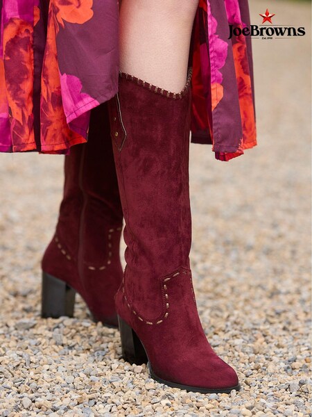 Joe Browns Red Western Whip Stitch Detail Long Boots (AD9202) | €53