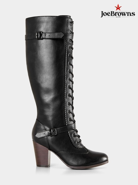 Joe Browns Black PU Tall Lace-Up Boots (AD9209) | AED233