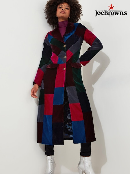Joe Browns Purple Velvet Patchwork Maxi Coat (AD9213) | €79