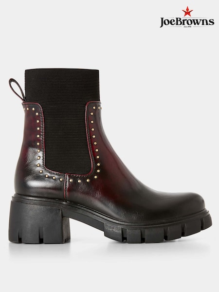 Joe Browns Red Ombre Studded Chunky Ankle Chelsea Boots (AD9223) | €43